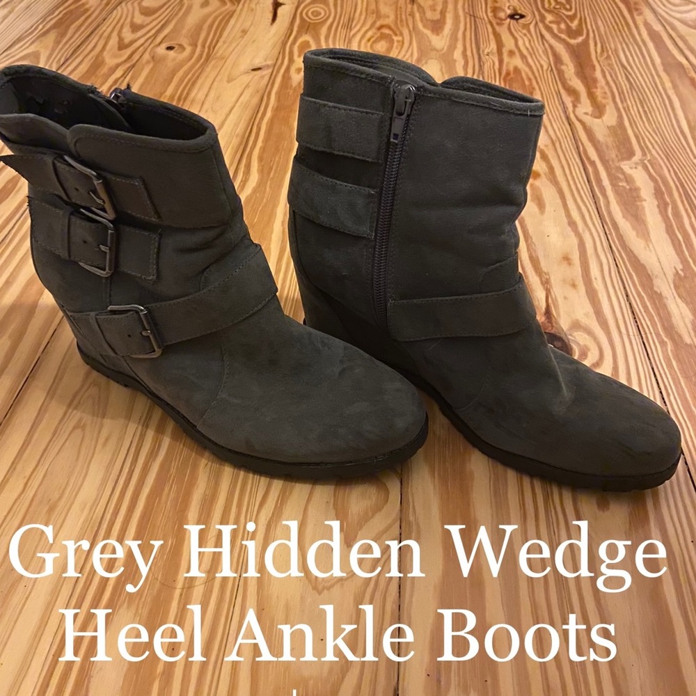 Never Worn Grey Hidden Wedge Bootie